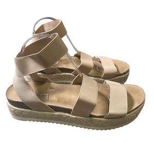 Cushionaire Womens Mandy Cork Espadrille Wedge Sandal Size 11 W Beige Neutral